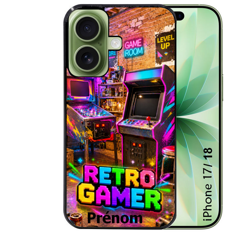 Coque pour Iphone 18 / PRO / PRO MAX / 18E personnalisée gamer retro