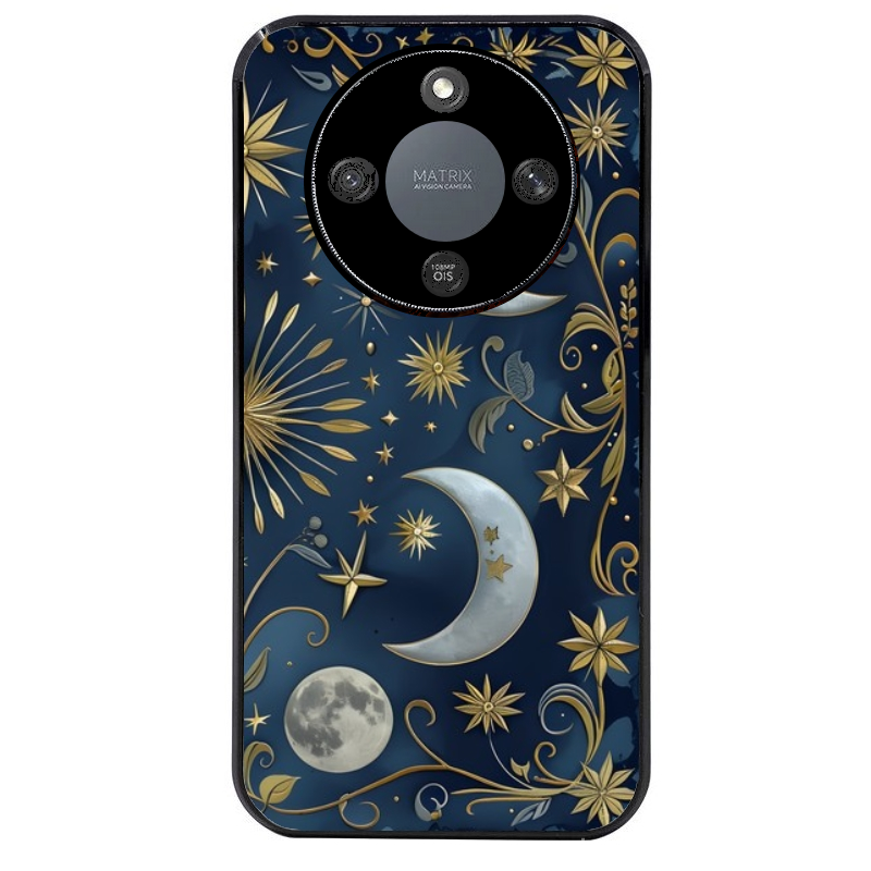 Coque noire taperso pour Magic 5 6 LITE et PRO avec motif lune et etoile protection antichoc personnalisée