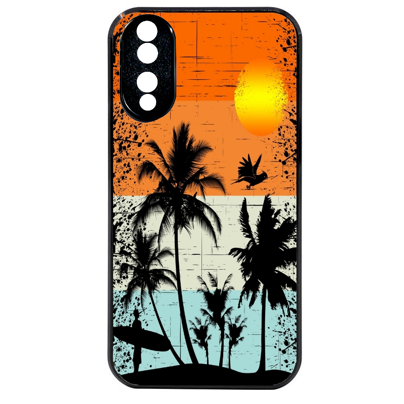 Coque noire taperso pour Honor 70 LITE 90 et LITE avec motif hawai sun protection antichoc personnalisée