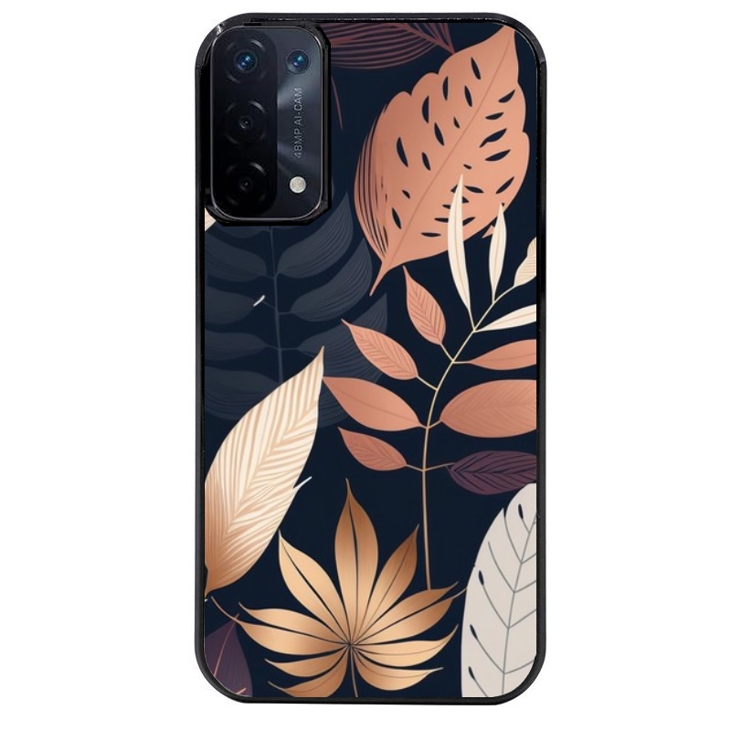 Coque noire taperso pour OPPO A54 et A74 5G avec motif jungle et feuilles protection antichoc personnalisée