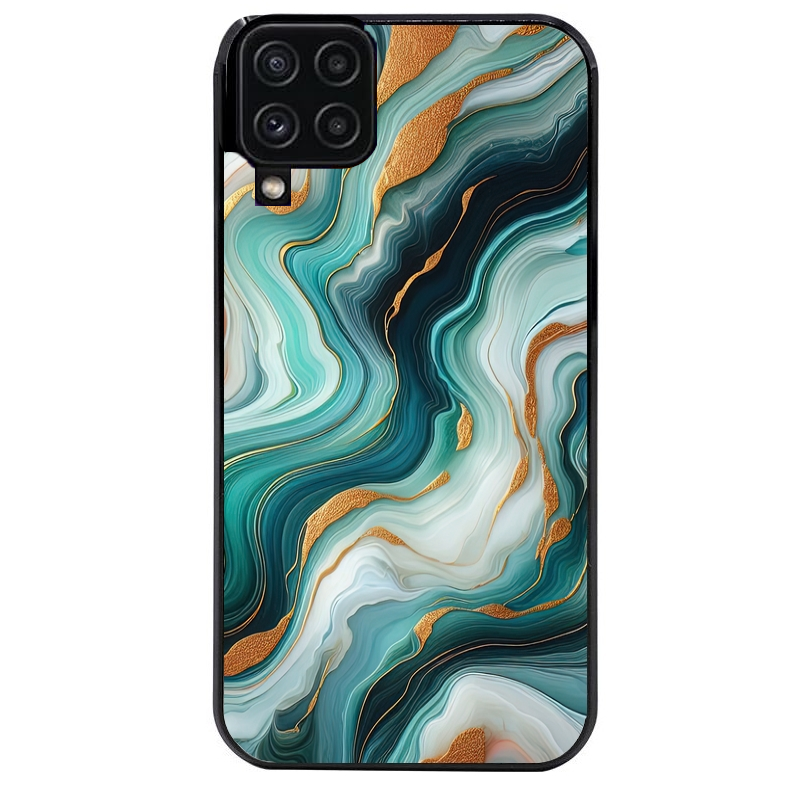 Coque noire taperso pour galaxy A22 A32 A52 A52S 4G 5G  avec motif marbre vert protection antichoc personnalisée
