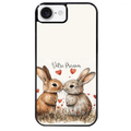 Coque noire taperso pour Iphone 16 16E PLUS MAX PRO avec motif lapin coeur avec prenom protection antichoc personnalisée