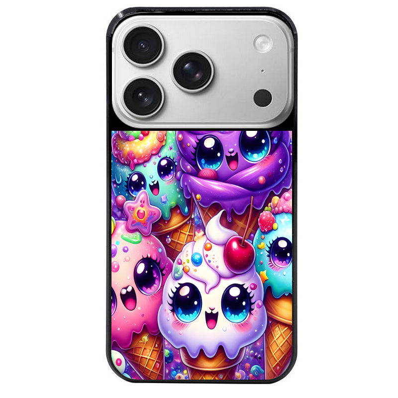 Coque noire taperso pour Iphone 17 17E AIR MAX PRO avec motif anime ice cream kawaii protection antichoc personnalisée