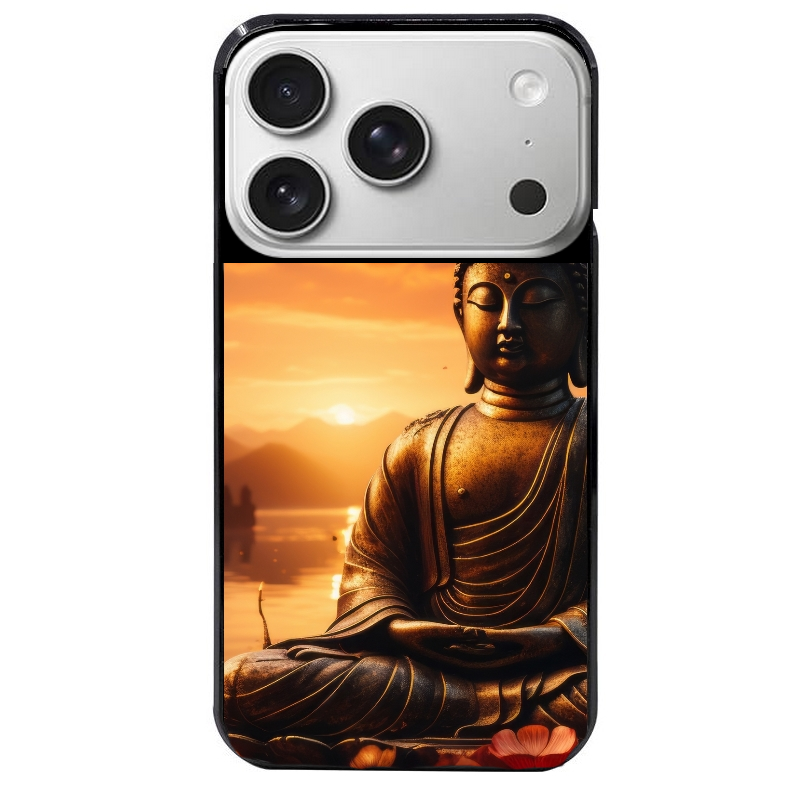 Coque noire taperso pour Iphone 17 17E AIR MAX PRO avec motif bouddha et soleil protection antichoc personnalisée