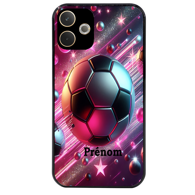 Coque noire taperso pour OPPO A5 PRO 4G et 5G avec motif foot etoile personnalisee protection antichoc personnalisée