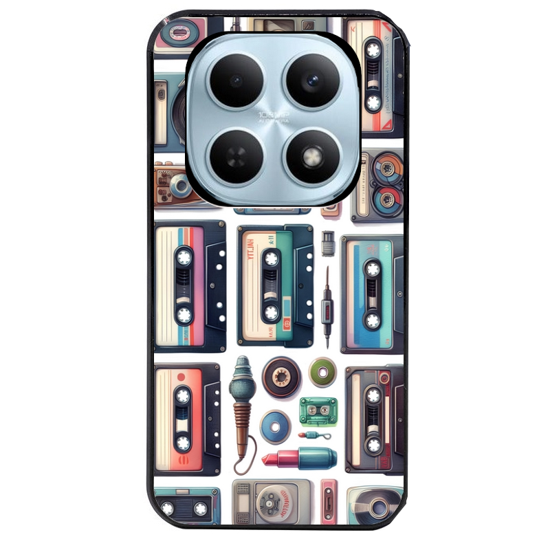 Coque noire taperso pour POCO M8 5G et PRO 5G avec motif cassette multi protection antichoc personnalisée