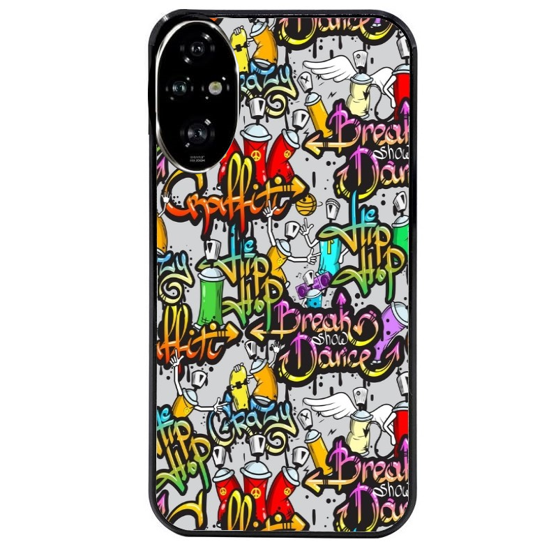 Coque noire taperso pour Honor 200 et Lite Pro Smart avec motif tag et graffiti protection antichoc personnalisée