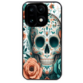 Coque noire taperso pour OnePlus 15 avec motif mort mexicaine turquoise protection antichoc personnalisée