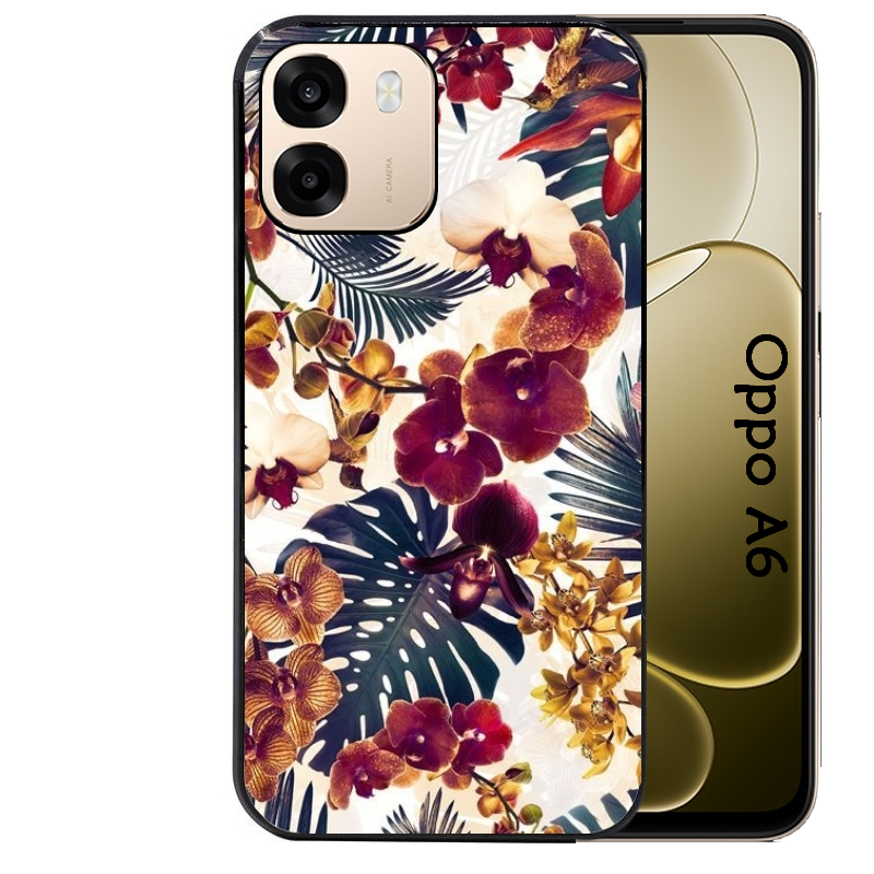 Coque noire taperso pour OPPO A6 A6X 4G et 5G avec motif jungle couleurs d'automne protection antichoc personnalisée