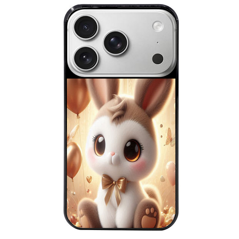 Coque noire taperso pour Iphone 17 17E AIR MAX PRO avec motif lapin ballon protection antichoc personnalisée
