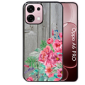 Coque noire taperso pour OPPO A6 PRO 4G et 5G avec motif bois gris et fleur rose protection antichoc personnalisée