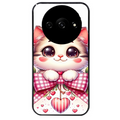 Coque noire taperso pour Redmi A3 avec motif chat noeud et coeur protection antichoc personnalisée