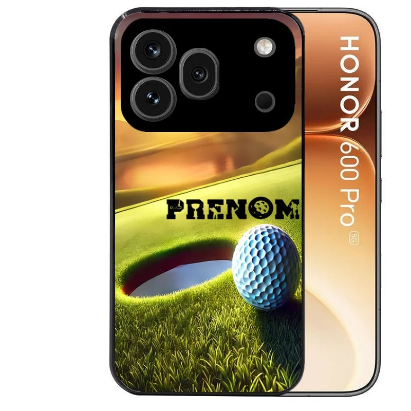 Coque noire taperso pour Honor 600 et 600 PRO avec motif golf personnalisee protection antichoc personnalisée