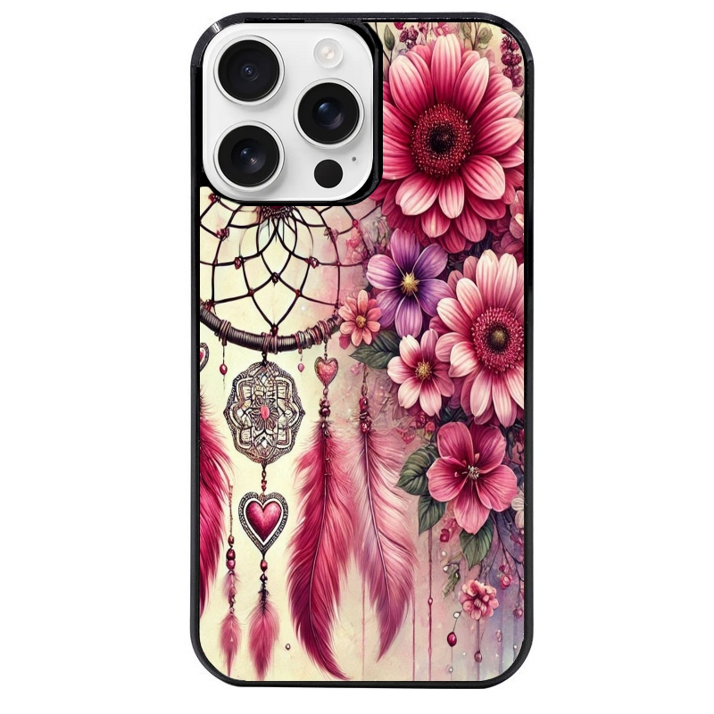 Coque noire taperso pour Iphone 16 16E PLUS MAX PRO avec motif dreamcatcher et coeur protection antichoc personnalisée