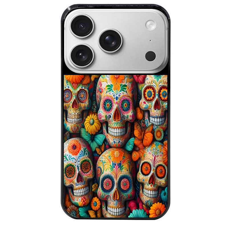 Coque noire taperso pour Iphone 17 17E AIR MAX PRO avec motif mort mexicaine papillon protection antichoc personnalisée