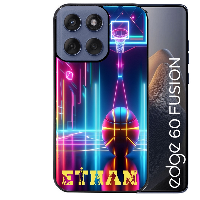 Coque noire taperso pour Moto Edge 60 et Neo Fusion Pro avec motif basket electro personnalisee protection antichoc personnalisée