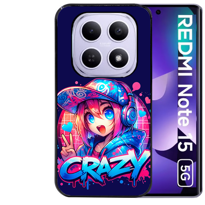 Coque noire taperso pour Redmi Note 15 et PRO PLUS 4G 5G avec motif anime crazy protection antichoc personnalisée