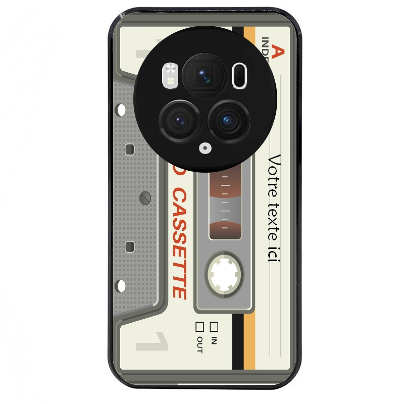 Coque noire taperso pour Magic 5 6 LITE et PRO avec motif cassette grise personnalisable protection antichoc personnalisée