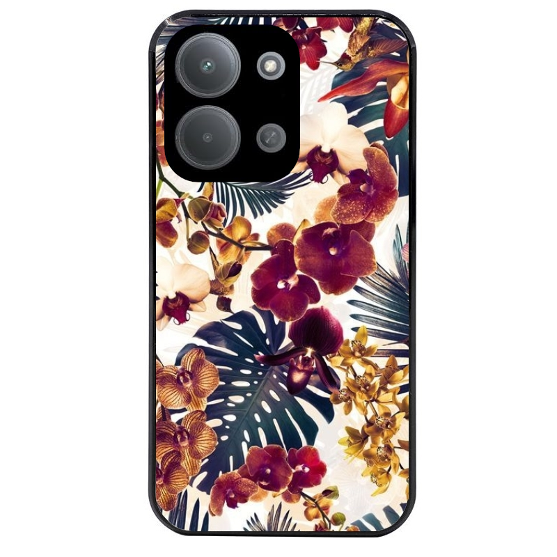 Coque noire taperso pour POCO C85 avec motif jungle couleurs d'automne protection antichoc personnalisée