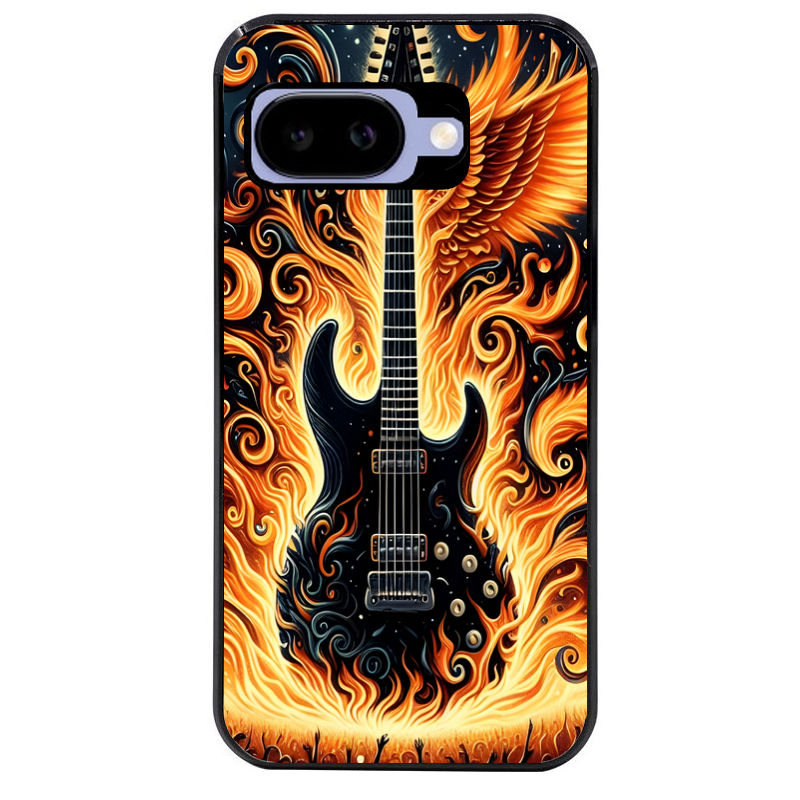 Coque pour Pixel 8A 9A 10A guitare flamme