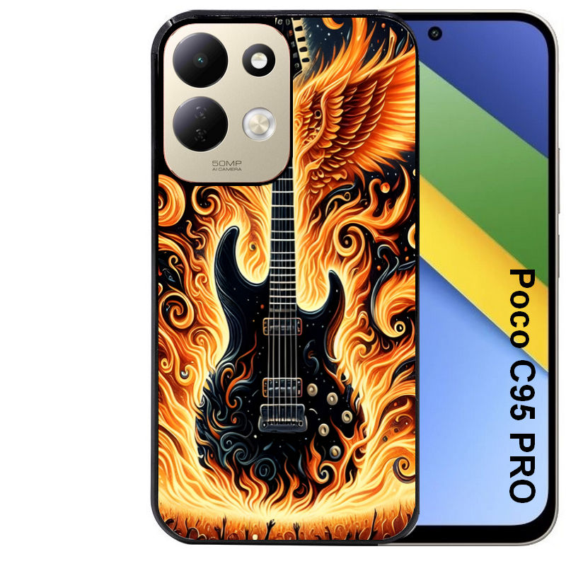 Coque pour POCO C95 PRO guitare flamme