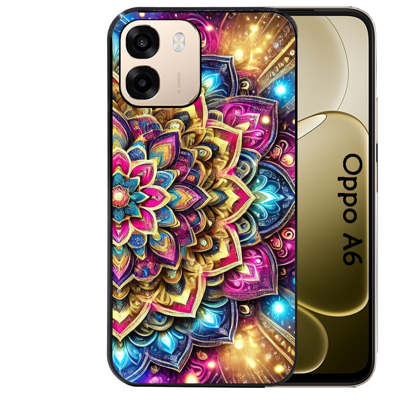 Coque noire taperso pour OPPO A6 A6X 4G et 5G avec motif mandala 2 protection antichoc personnalisée