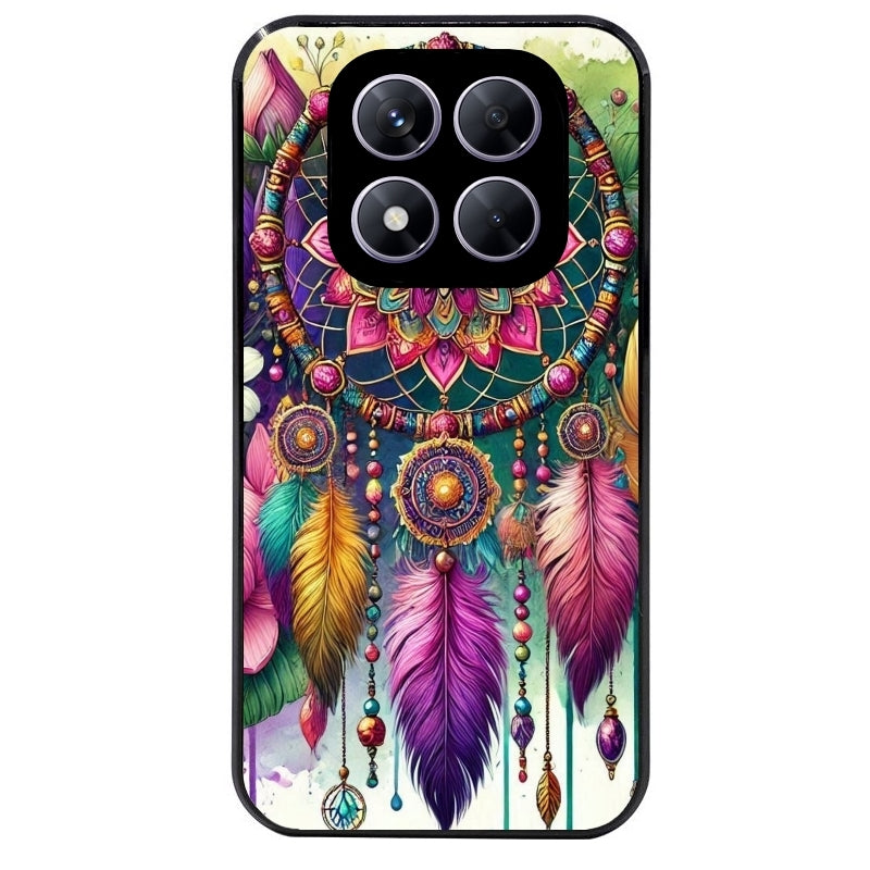 Coque noire taperso pour Redmi Note 14 et PRO PLUS 4G 5G avec motif dreamcatcher et mandala protection antichoc personnalisée