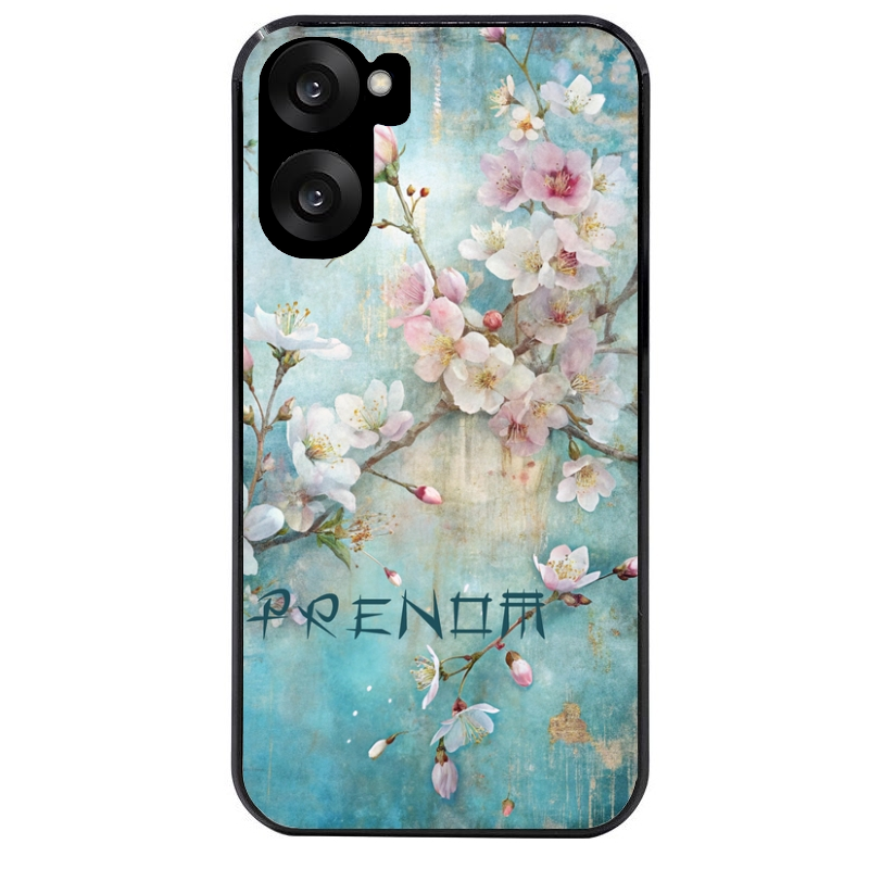 Coque noire taperso pour OnePlus Nord CE5 avec motif fleur sakura personnalisee protection antichoc personnalisée