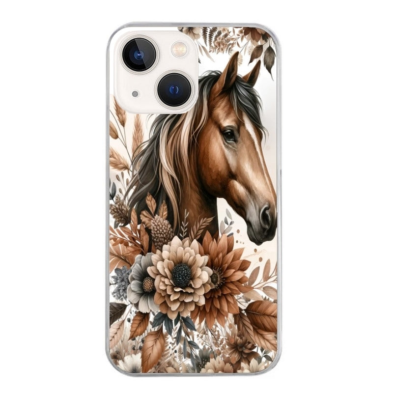 Coque taperso pour Iphone 13 et PRO MINI PRO MAX avec motif cheval automne protection antichoc personnalisée