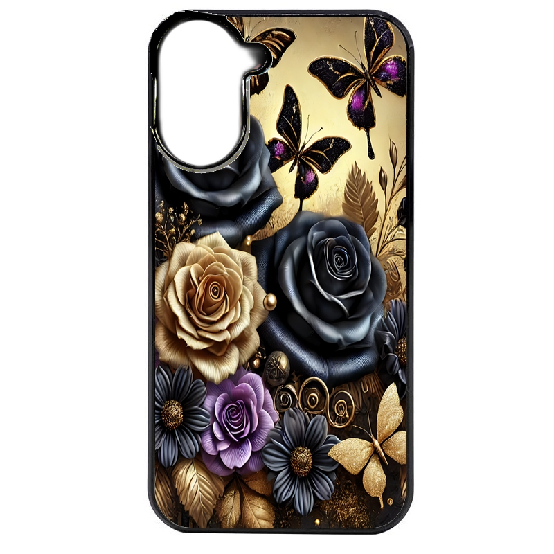 Coque noire taperso pour POCO C71 4G avec motif papillon gothic protection antichoc personnalisée