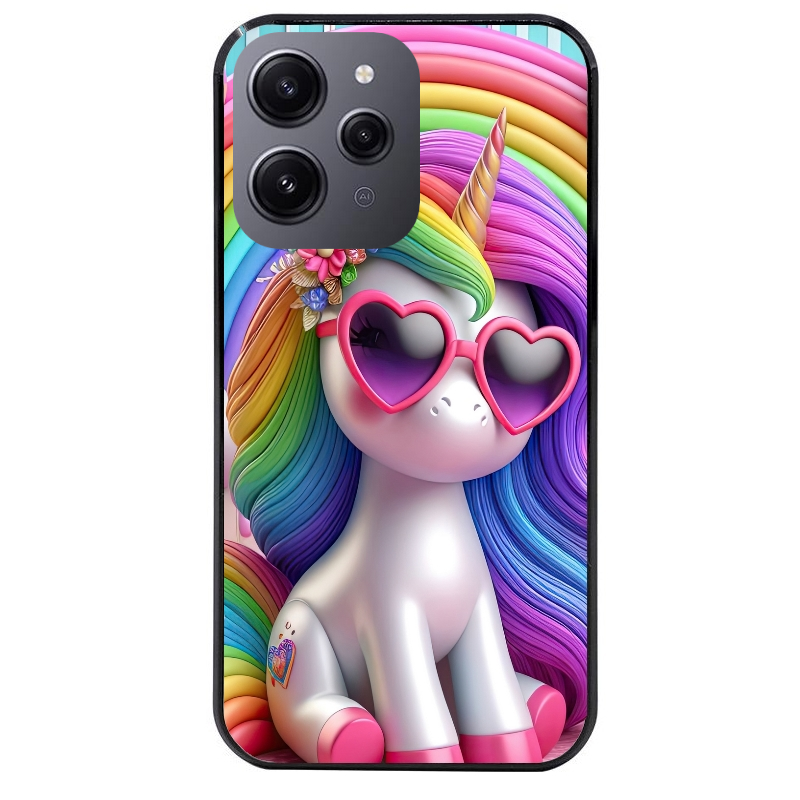 Coque noire taperso pour Redmi 12 4G et 5G avec motif licorne pop art protection antichoc personnalisée