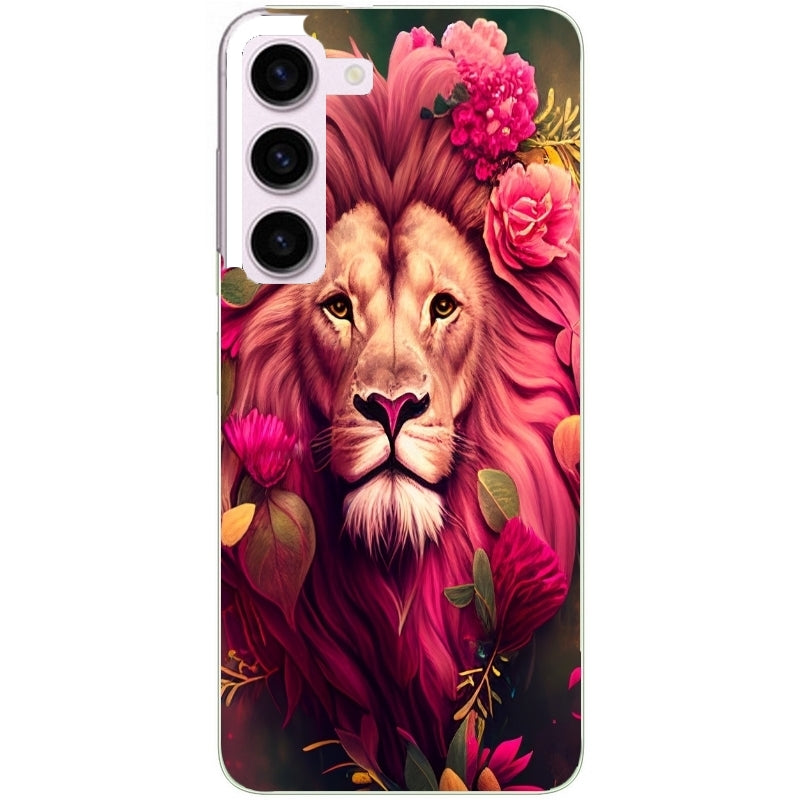Coque taperso pour Galaxy A13 4G et 5G A23 A53 avec motif lion et fleurs rose protection antichoc personnalisée