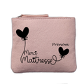 Porte monnaie personnalisé motif maitresse merci ballon rose clair en feutrine en feutrine