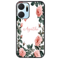 Coque noire taperso pour Honor X7A avec motif cadre fleur pastel personnalisee protection antichoc personnalisée