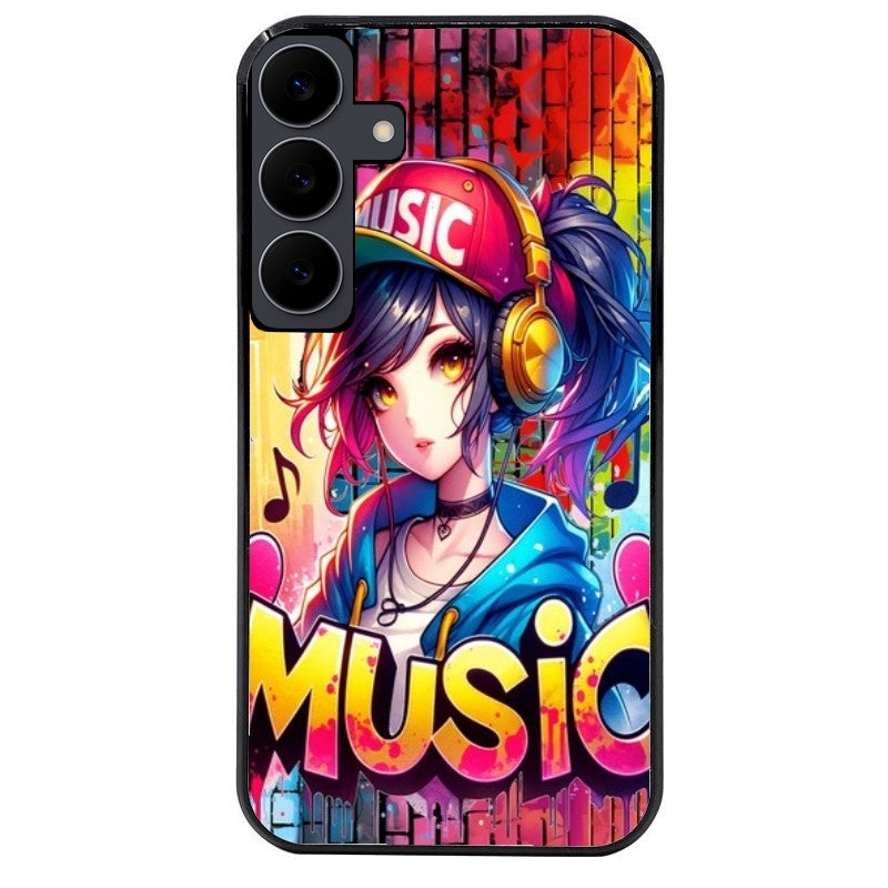 Coque noire taperso pour galaxy Z Fold 6 et 7 avec motif anime manga et music protection antichoc personnalisée
