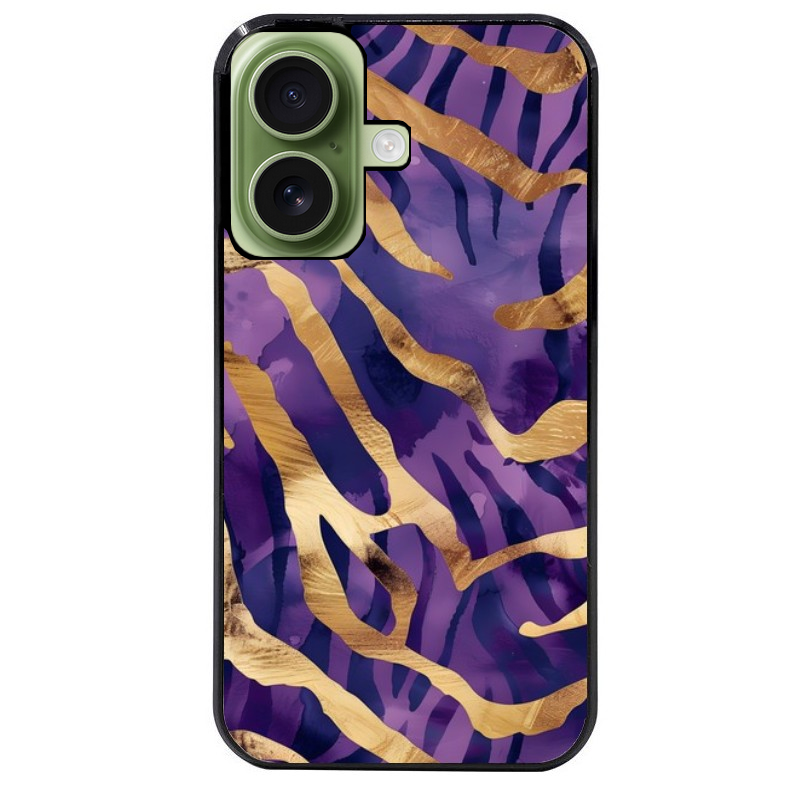 Coque noire taperso pour Iphone 17 17E AIR MAX PRO avec motif zebre violet protection antichoc personnalisée