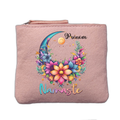 Porte monnaie personnalisé motif namaste lune rose clair en feutrine en feutrine