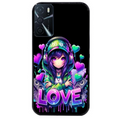 Coque noire taperso pour OPPO A16 et A16S avec motif anime manga et love protection antichoc personnalisée