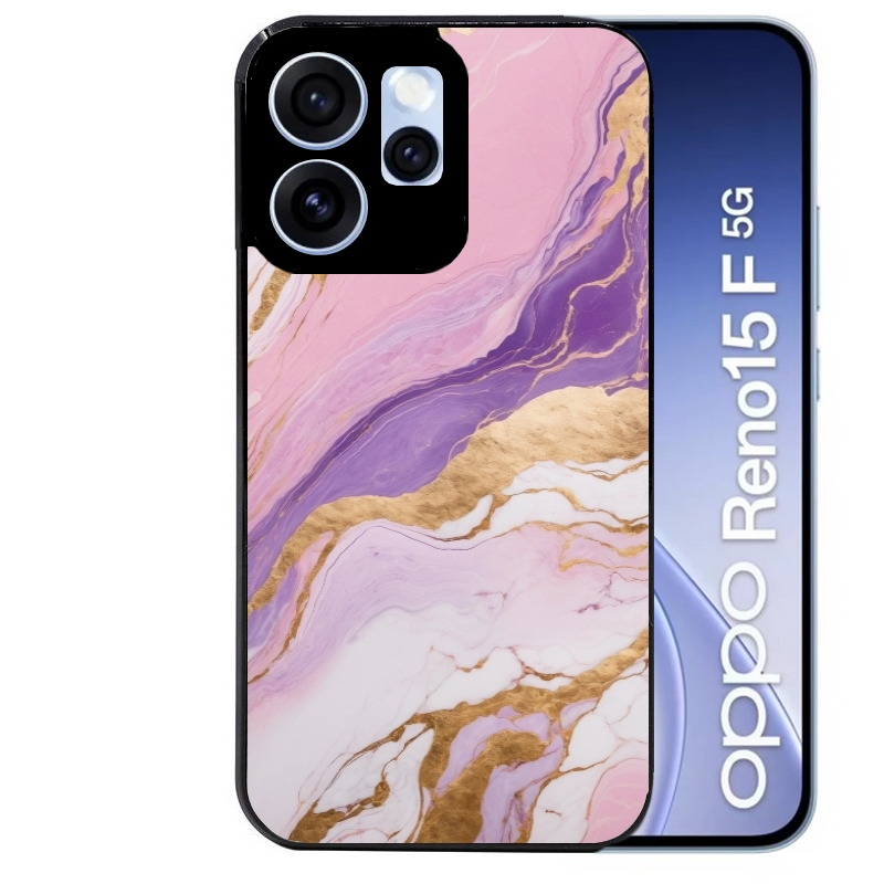 Coque noire taperso pour OPPO Reno 15 et F FS 5G avec motif marbre violet protection antichoc personnalisée