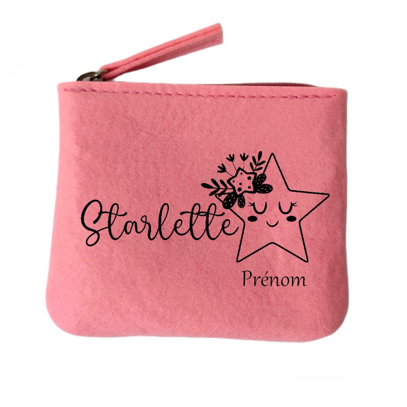 Porte monnaie personnalisé starlette en feutrine en feutrine
