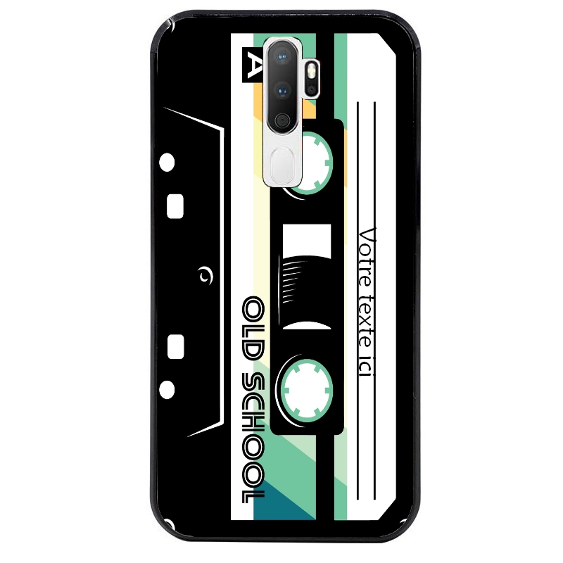 Coque noire taperso pour OPPO A5 A9 2020 personnalisable avec motif cassette vintage protection antichoc personnalisée