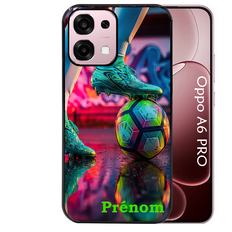 Coque noire taperso pour OPPO A6 PRO 4G et 5G avec motif foot controle personnalisee protection antichoc personnalisée