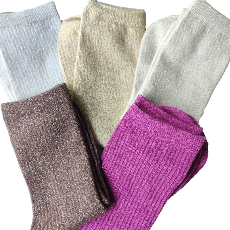 Chaussettes paillettes argent motif lumineuse