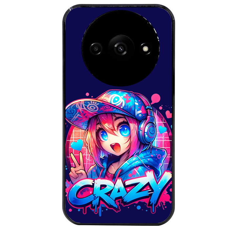 Coque noire taperso pour Redmi A3 avec motif anime crazy protection antichoc personnalisée