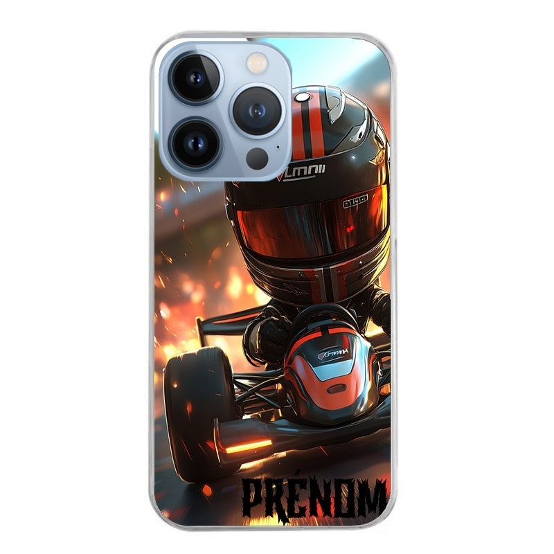 Coque taperso pour Iphone 11 et PRO PRO MAX avec motif karting f1 personnalisee protection antichoc personnalisée
