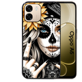 Coque noire taperso pour OPPO A6 A6X 4G et 5G avec motif tete de mort tatoo protection antichoc personnalisée