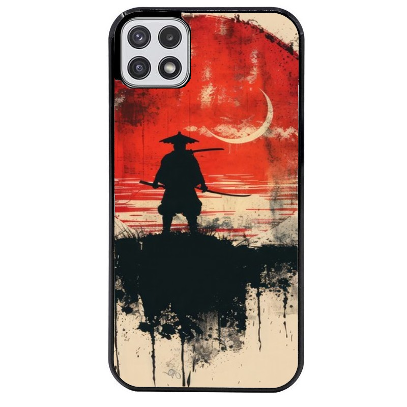 Coque noire taperso pour galaxy A22 A32 A52 A52S 4G 5G  avec motif samourai rouge protection antichoc personnalisée