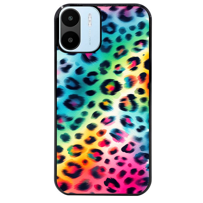 Coque noire taperso pour Redmi A1 et A2 avec motif leopard arc protection antichoc personnalisée