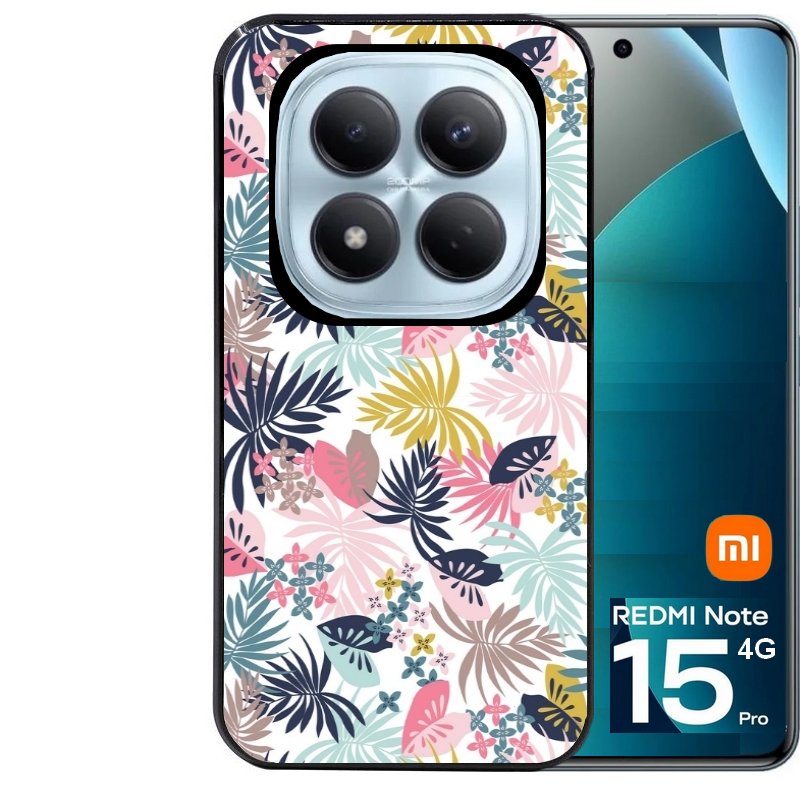 Coque noire taperso pour Redmi Note 15 et PRO PLUS 4G 5G avec motif jungle et fleur rose protection antichoc personnalisée