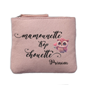 Porte monnaie personnalisé motif maman chouette rose clair en feutrine en feutrine